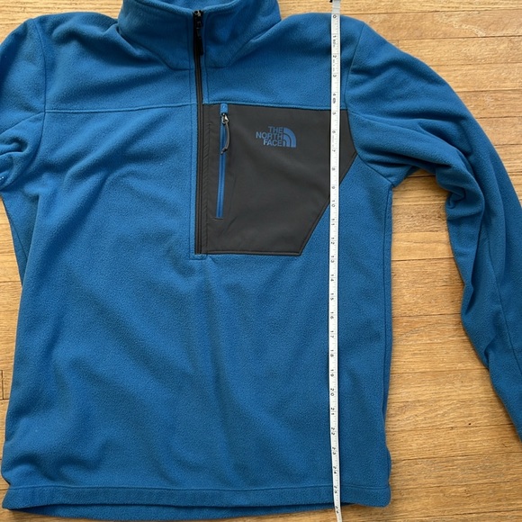 THE NORTH FACE Mens Fleece Pullover Jacket M Blue Black Half Zip Chest Pocket - Picture 6 of 6
